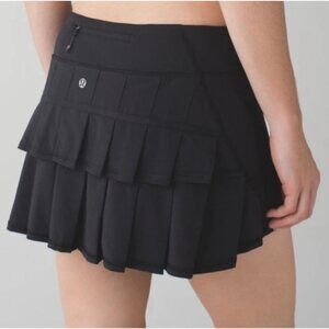 Lululemon Ruffled Pleated Pace Setter Skirt Skort 6 Black Tennis Athletic